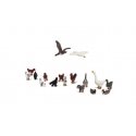 Geese and Chickens - Scenic Accents(R) -- 8 Geese, 9 Chickens, HO, Woodland Scenics 1968