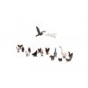 Geese and Chickens - Scenic Accents(R) -- 8 Geese, 9 Chickens, HO, Woodland Scenics 1968