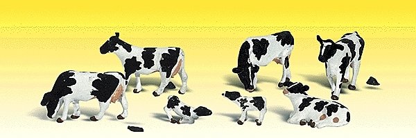 Scenic Accents(R) Animal Figures -- Holstein Cows pkg(11), N, Woodland Scenics 2187