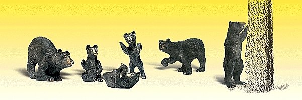 Scenic Accents(R) Animal Figures -- Black Bears pkg(6), N, Woodland Scenics 2186