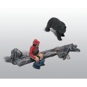 Scenic Details(R) (Unpainted Metal Castings) -- The Bare Hunter & Black Bear, HO, Woodland Scenics 227