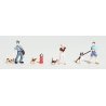 Scenic Accents(R) Figures -- People & Pets (3 People, 3 Dogs), HO, Woodland Scenics 1827