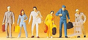 Passengers -- Walking-Value Series pkg(6), HO, Preiser Kg 14000