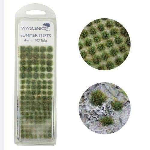 Grass Tufts 5/32′ 4mm -- Summer pkg(100), All Scales, Peco W3TSU4