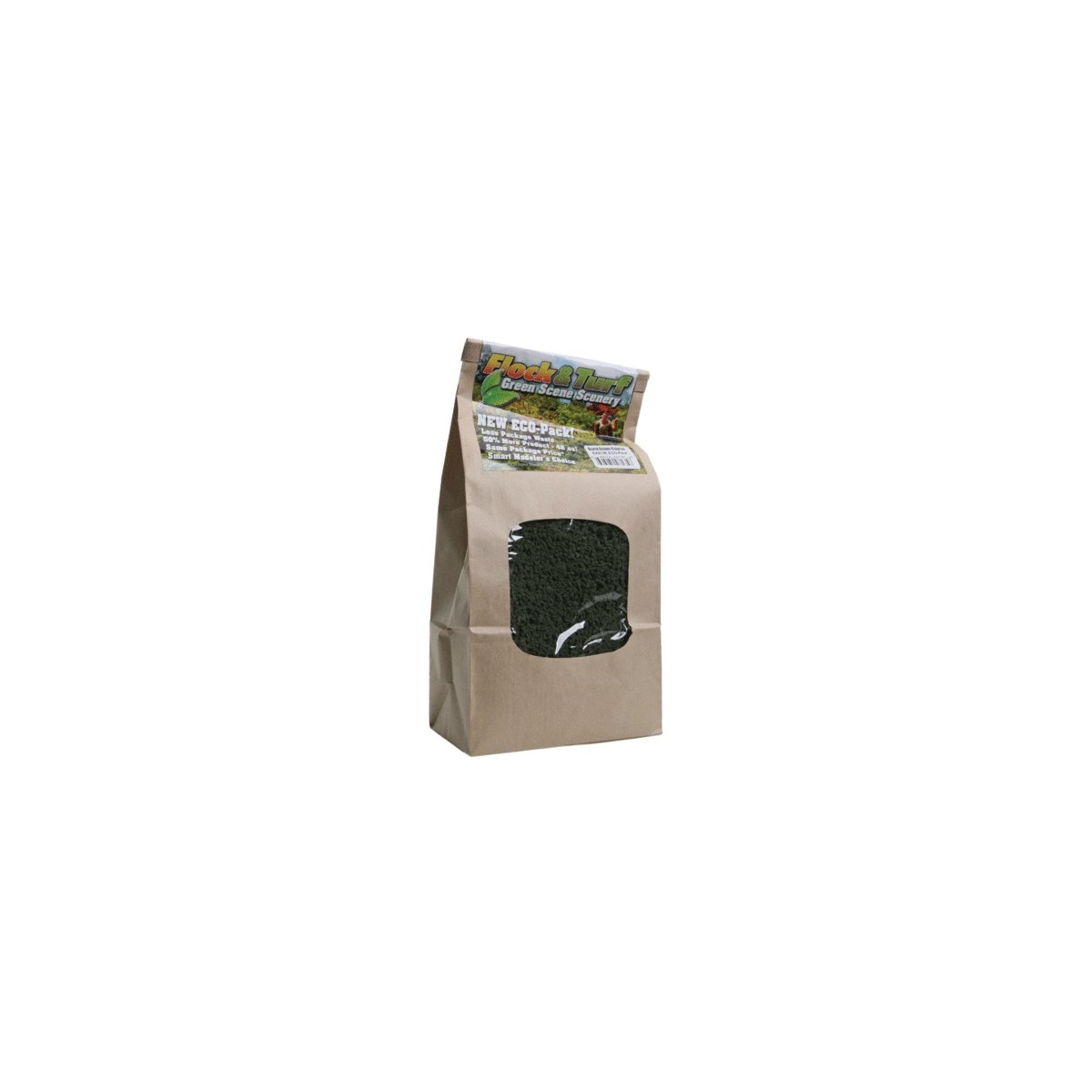 Flock & Turf Ground Cover ECO Pack Bag - 48oz 1.4L -- Coarse - Burnt Green, All Scales, Scenic Express 813E