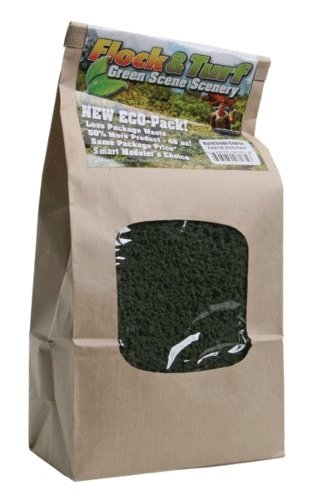 Flock & Turf Ground Cover ECO Pack Bag - 48oz 1.4L -- Coarse - Burnt Green, All Scales, Scenic Express 813E