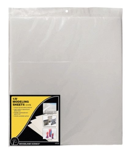 Modeling Sheets - 16 x 18` 40.6 x 45.7cm -- 1/8` .32cm Thick pkg(4), All Scales, Woodland Scenics 1175