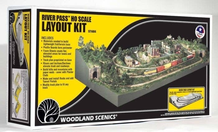 River Pass Layout -- Kit - 4 x 8′ 122 x 244cm, HO, Woodland Scenics 1484