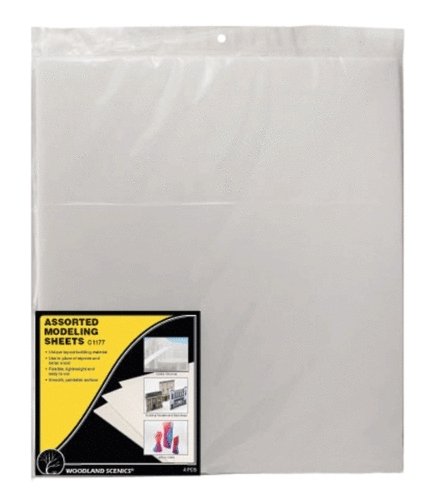 Modeling Sheets - 16 x 18` 40.6 x 45.7cm -- Assortment: 2 Each 1/16` & 1 Each 1/8` and , All Scales, Woodland Scenics 1177