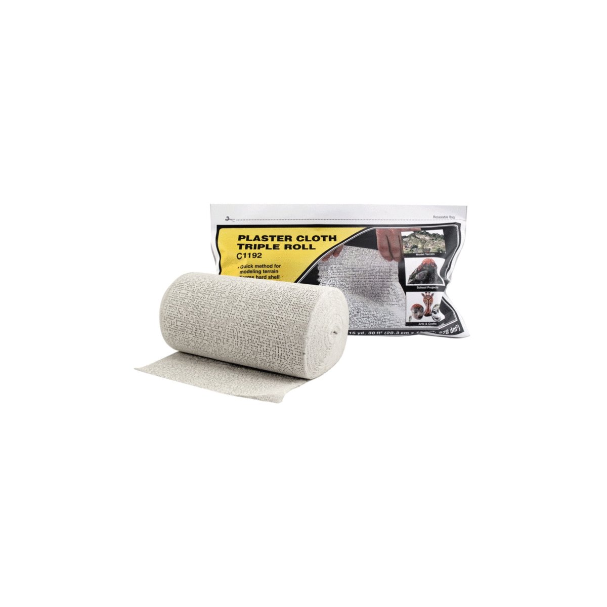 Plaster Cloth -- Triple Roll - 8 x 45′ 30 sq ft 20.3 x 114cm 278 sq cm pkg(3), All Scales, Woodland Scenics 1192