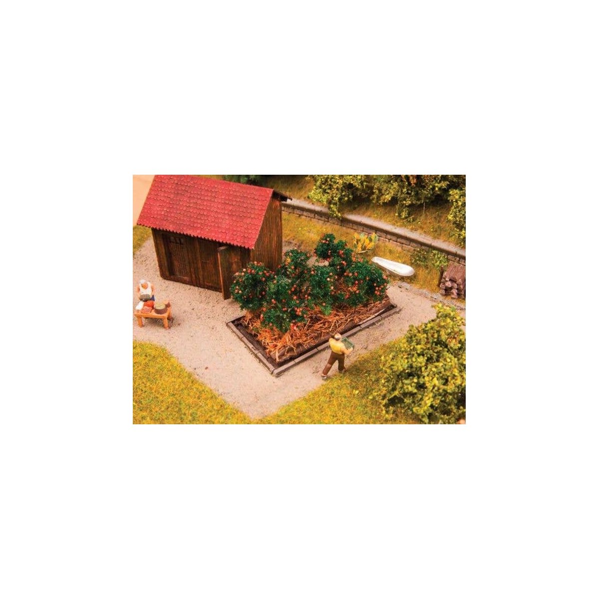 Garden Plot - Assembled - Deco Minis -- 6 Tomato Plants, HO, Noch Gmbh & Co 13215