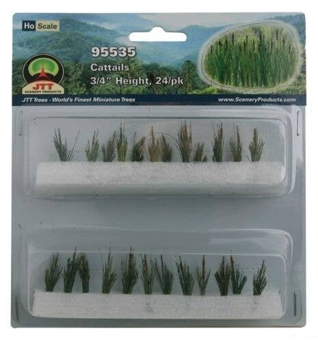 Cattails -- 3/4′ 1.9cm pkg(24), HO, JTT Miniature Tree 95535