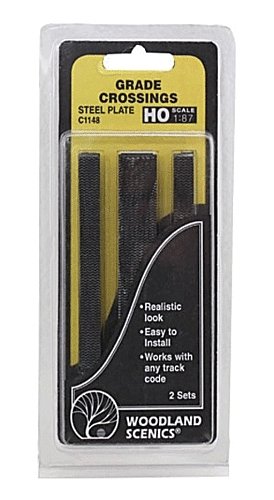 Grade Crossings pkg(2) -- Steel Plate, HO, Woodland Scenics 1148