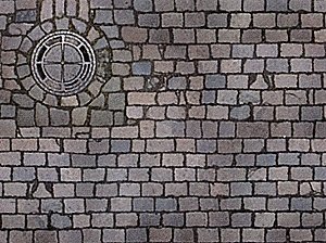 Printed Surface Sheets pkg(2) Each 8-1/4 x 5-13/16 x 1/64′ 210 x 148 x 0.6 -- Cobblestone Str, HO, Busch Gmbh & Co Kg 7417