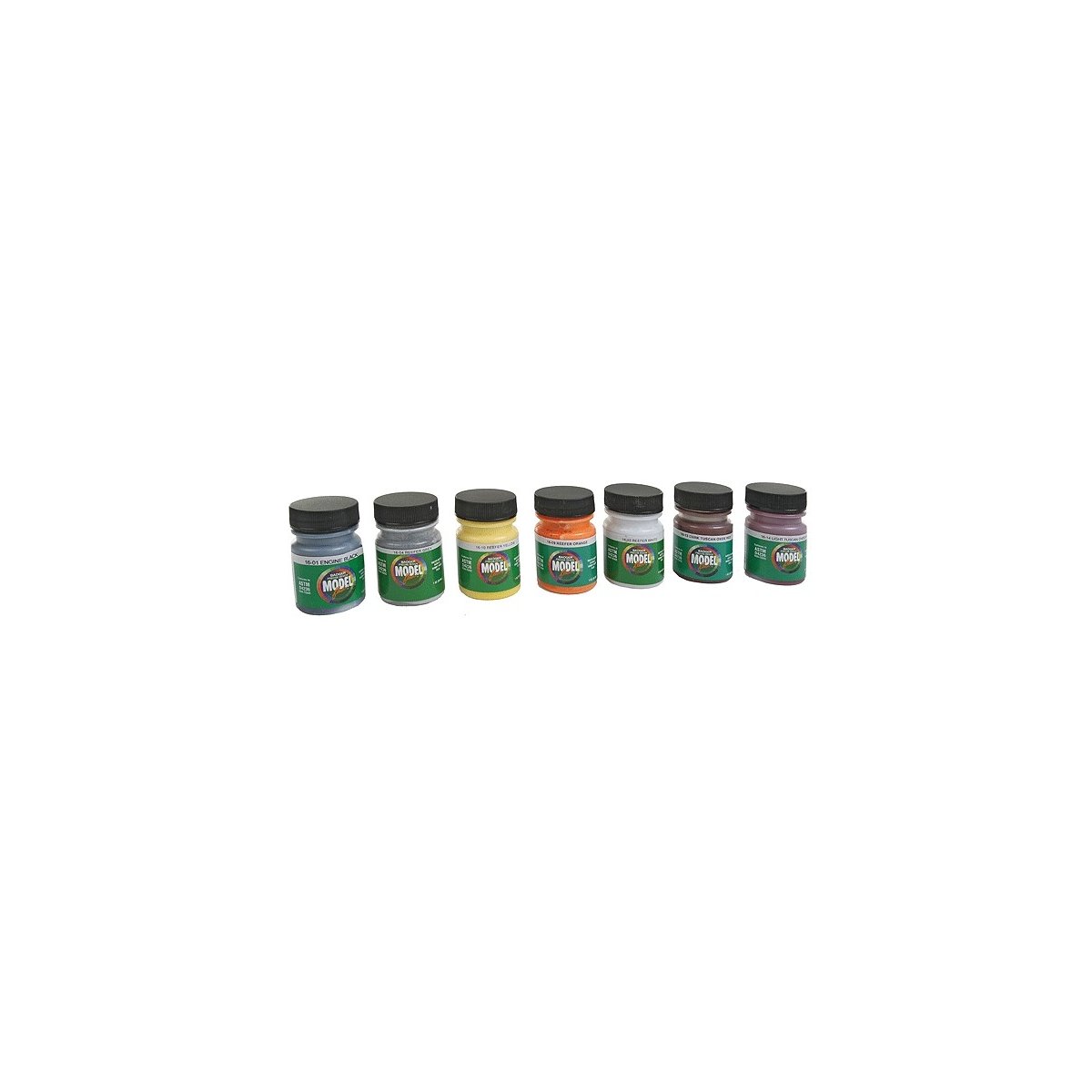 Modelflex Paint Set -- Railroad Rolling Stock pkg(7), ALL, Badger Air Brush Co 1701