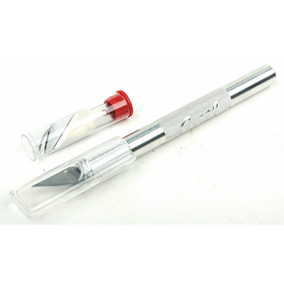 K2 Medium Duty Round Aluminum Handle Knife -- Tubed w/Safety Cap & (5) Assorted Blades, ALL, Excel Hobby Blades Corp. 19102