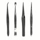 Stainless Steel Tweezers -- 4 Piece Set, Pouch, ALL, Excel Hobby Blades Corp. 30416