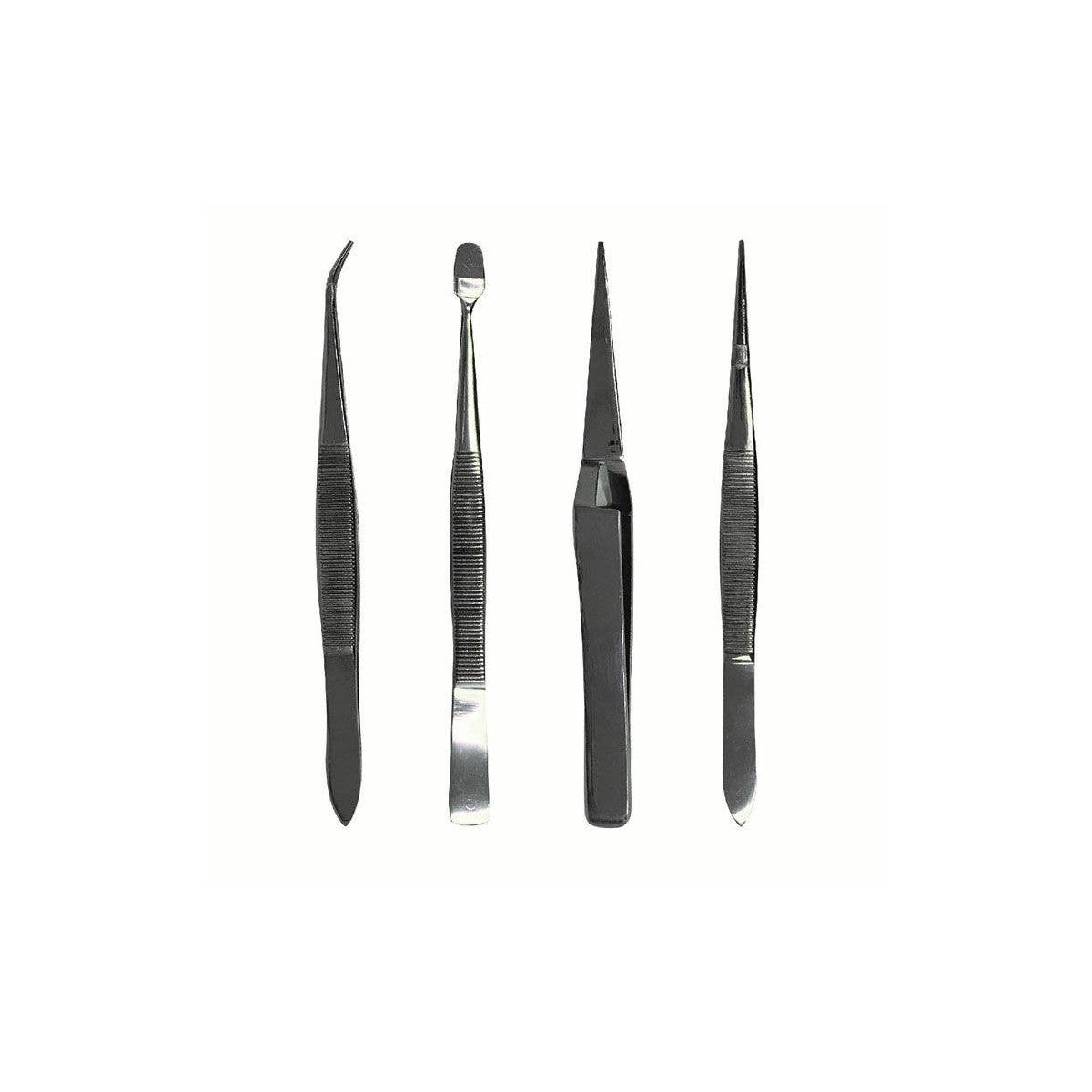 Stainless Steel Tweezers -- 4 Piece Set, Pouch, ALL, Excel Hobby Blades Corp. 30416