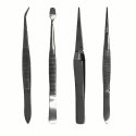 Stainless Steel Tweezers -- 4 Piece Set, Pouch, ALL, Excel Hobby Blades Corp. 30416