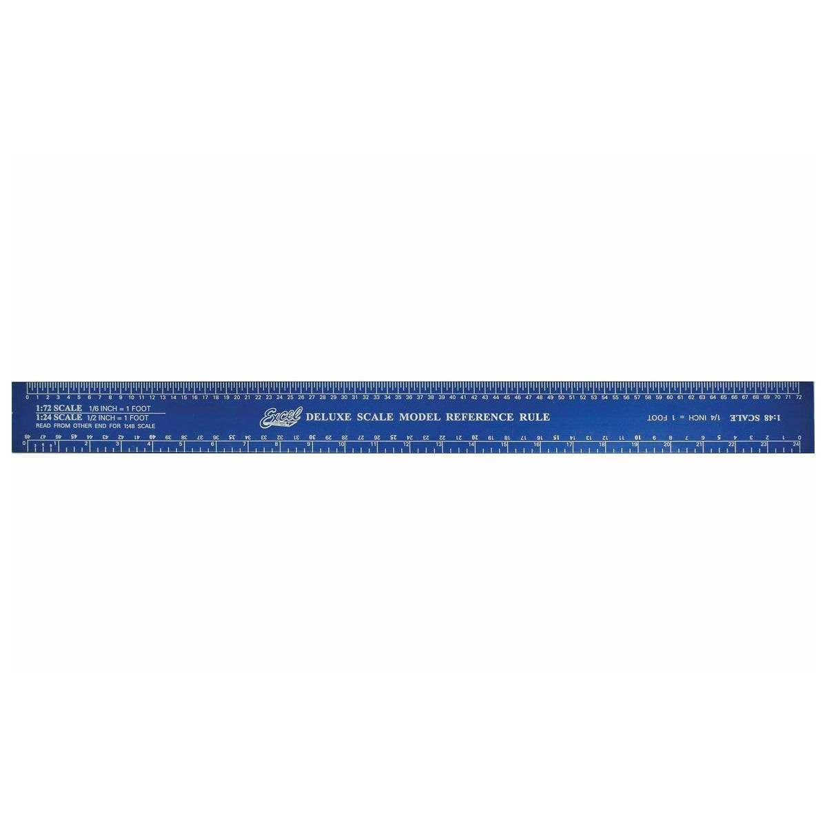 Scale Model Rulers -- Deluxe Scale Model Reference Rule 12′, Blue Tempered Anodized Aluminum, ALL, Excel Hobby Blades Corp. 55