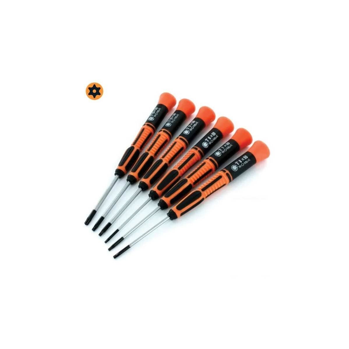 Torx Driver Set -- 6 Pieces, 1 Each T6, T7, T8, T9, T10, T15 x 50mm, ALL, Evergreen Scale Models 72300