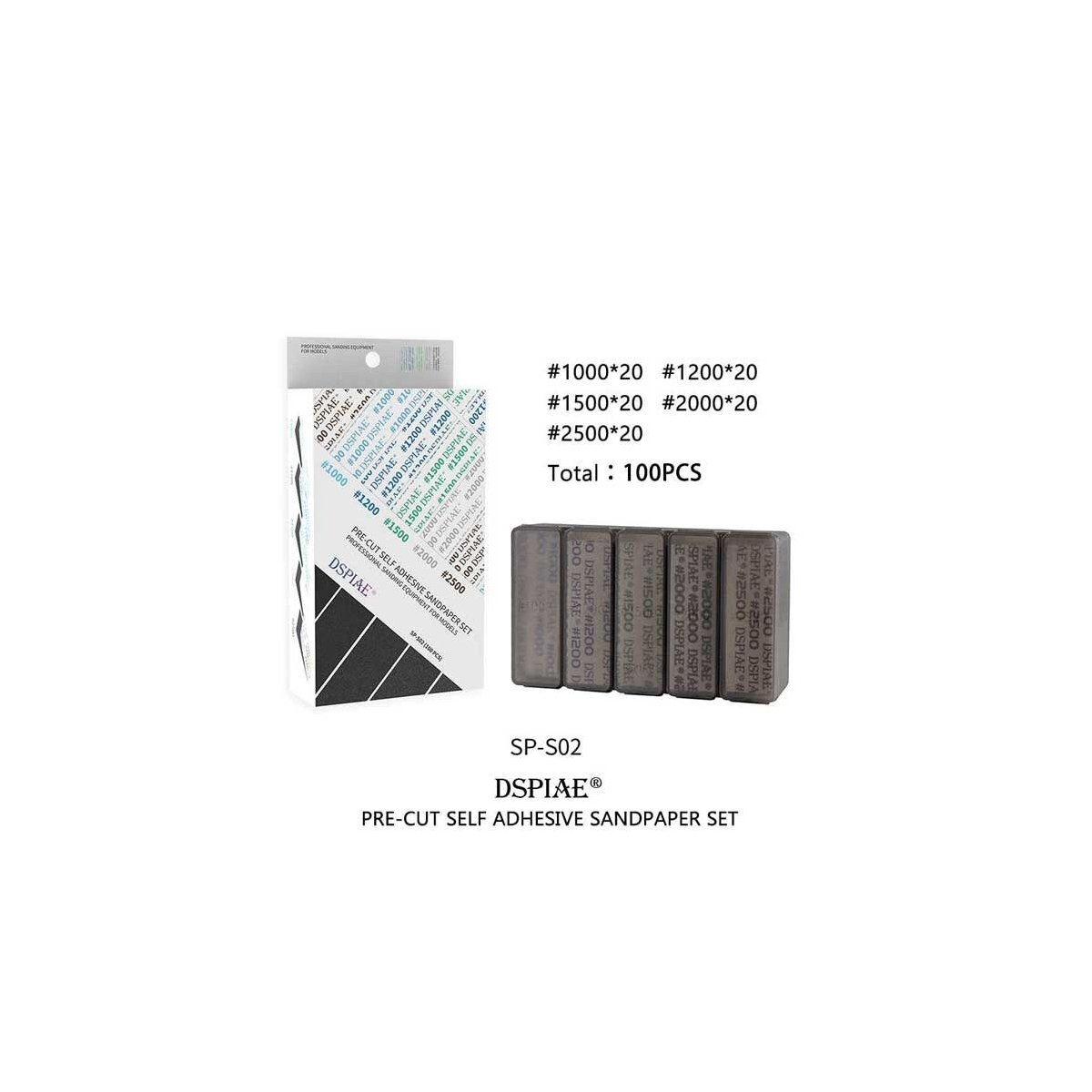 1000-2500 Adhesive Sandpaper Set 100pcs -- 1000-2500 Grit pkg(100), ALL, DSPIAE SPS02