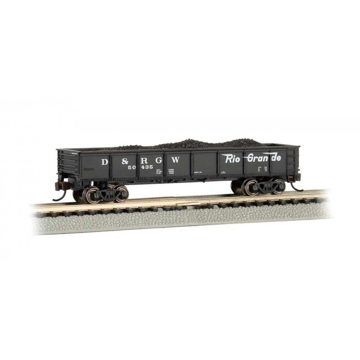 40′ Steel Gondola with Load - Ready to Run -- Denver & Rio Grande Western 50435 (black, Flying Grande Logo), N, Bachmann Indus
