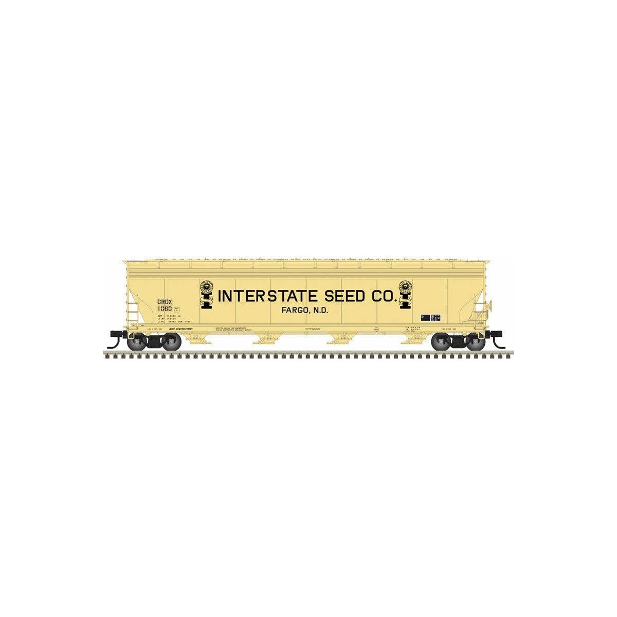 ACF 5701 Centerflow Grain Hopper - Ready to Run - Master(R) -- Interstate Seed Co. CRDX 1067 (yellow, black), HO, Atlas Model Ra