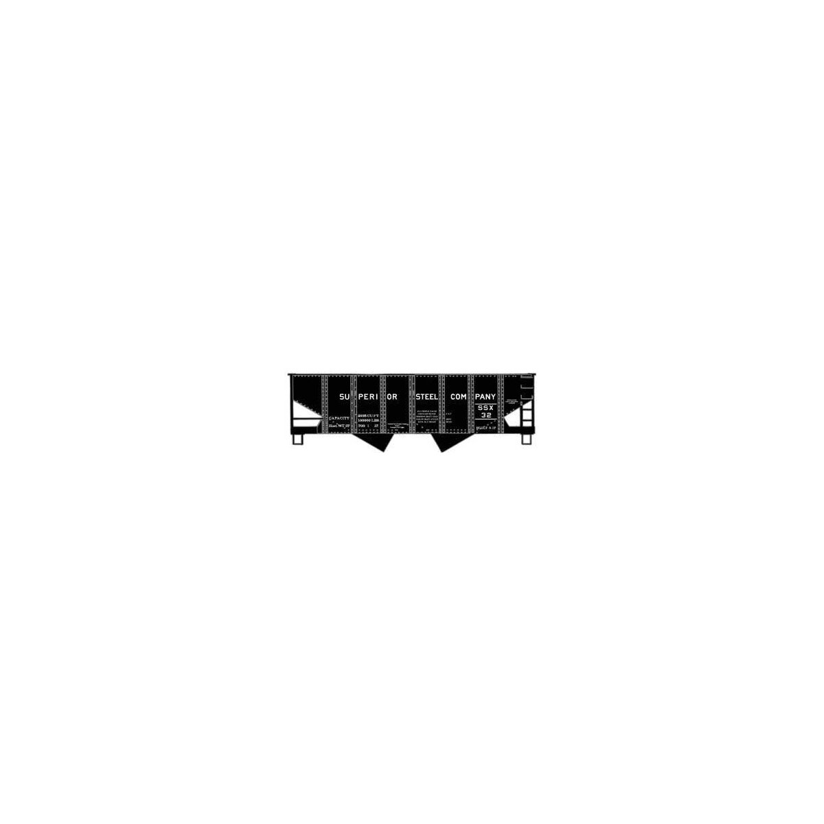 USRA 55-Ton 2-Bay Open Hopper - Kit -- Superior Steel 32 (black), HO, Accurail Inc 81722