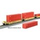 Gunderson Maxi-I 5-Unit Container Well Car w/40′ Containers - Ready to Run -- TTX 759364 (yellow, red logo) & Yang Ming Contai