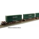 Gunderson Maxi-I 5-Unit Container Well Car w/40′ Containers - Ready to Run -- BNSF Railway 238403 (Boxcar Red, Wedge Logo) & C