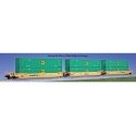 Gunderson MAXI-IV 3-Unit Well Car with 6 53′ Containers - Ready to Run -- TTX DTTX 732256 (yellow, black, white, EMP Container