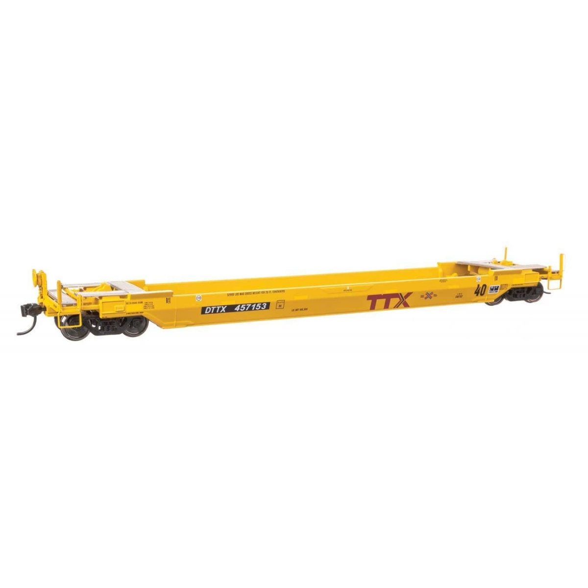 Gunderson Rebuilt All-Purpose 40′ Well Car - Ready-To-Run -- DTTX (New Logo w/Railbox Logo) 457153, HO, WalthersProto 109147