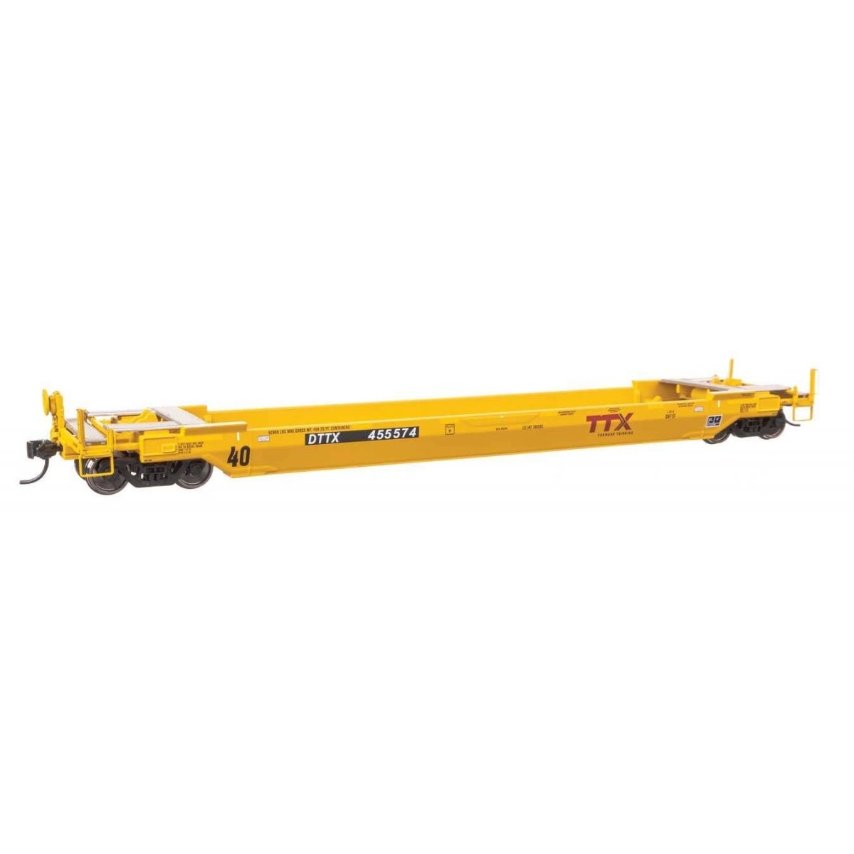Gunderson Rebuilt All-Purpose 40′ Well Car - Ready-To-Run -- DTTX (Forward Thinking) 455574, HO, WalthersProto 109142
