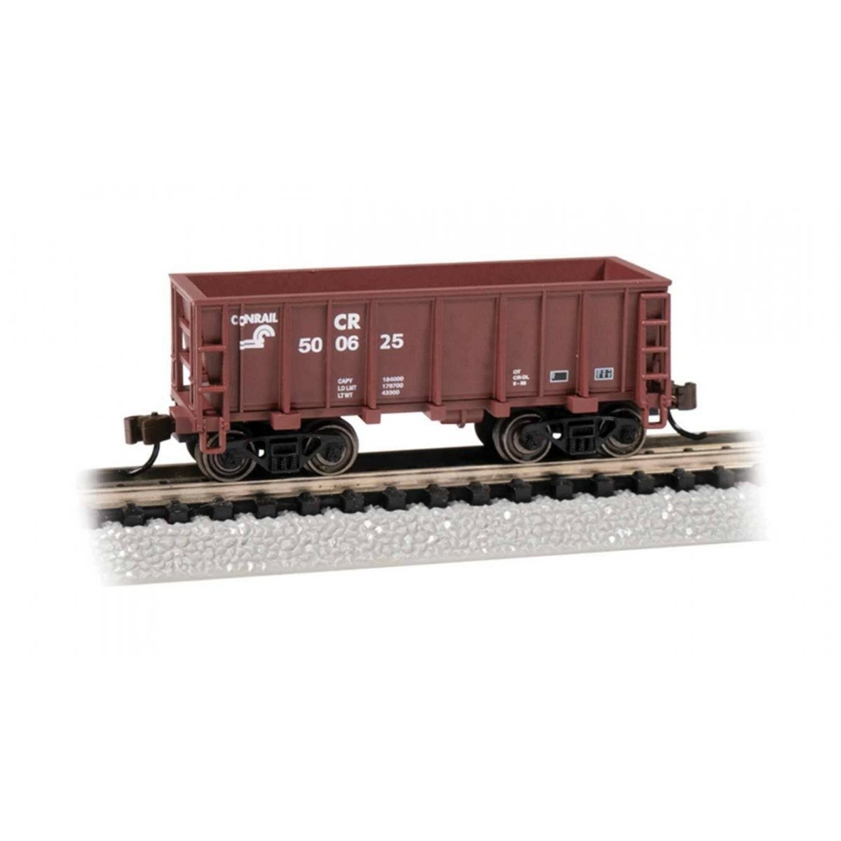 Flat-Bottom Ore Car - Ready to Run -- Conrail 500625 (Boxcar Red), N, Bachmann Industries 18659