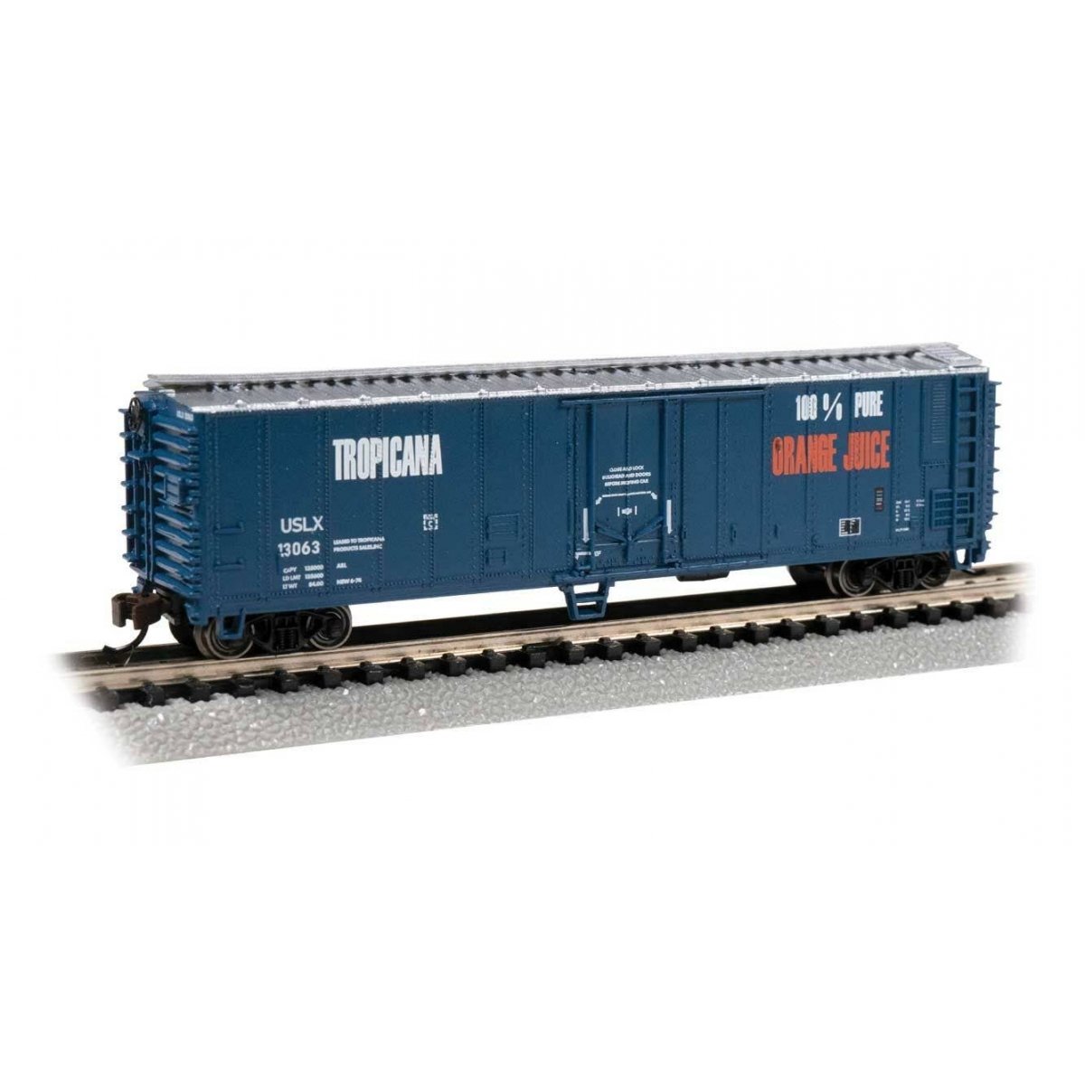 50′ Steel Mechanical Reefer - Ready to Run - Silver Series(R) -- Tropicana 13063 (blue, silver), N, Bachmann Industries 17960