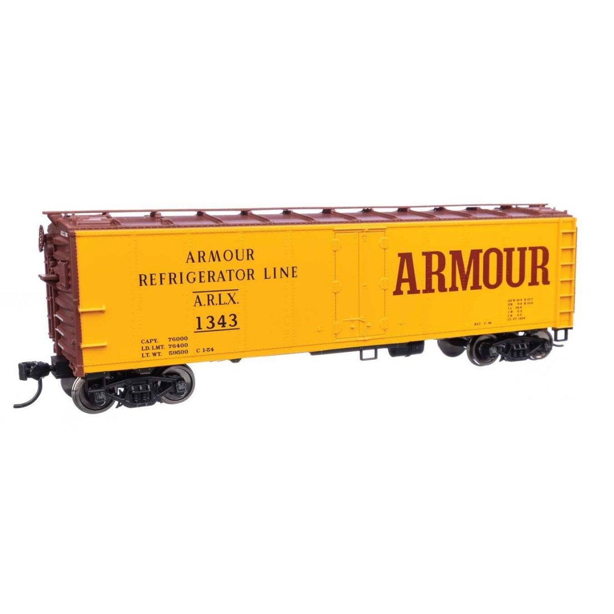 40′ Steel Reefer with Dreadnaught Ends - Ready-to-Run -- Armour Refrigerator Line ARLX 1343, HO, WalthersMainline 41402
