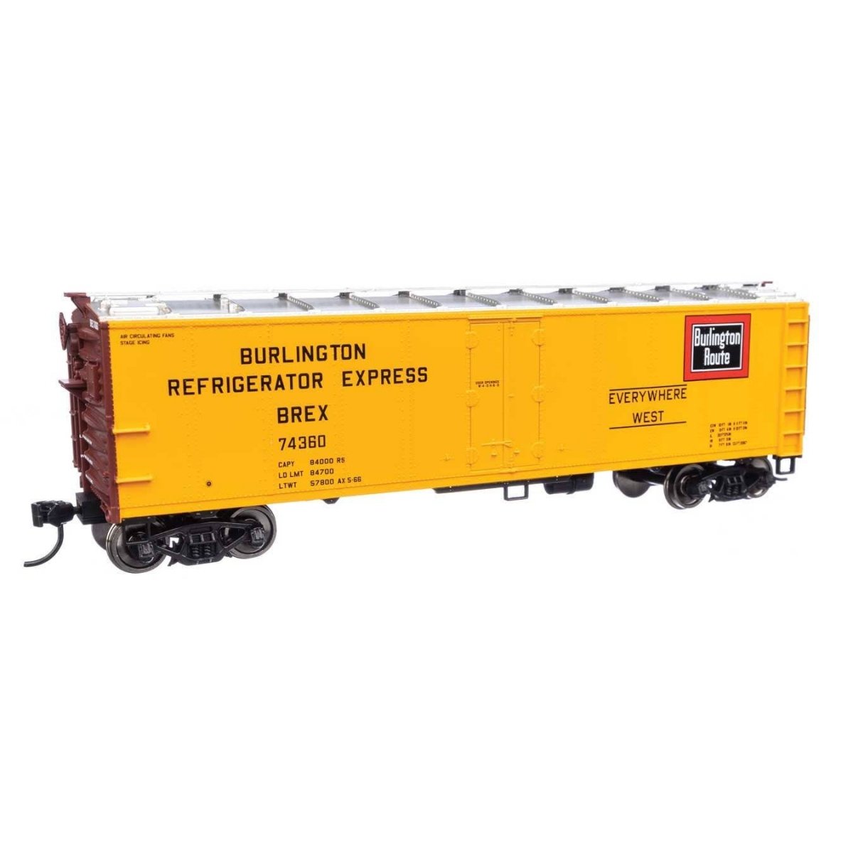 40′ Steel Reefer with Dreadnaught Ends - Ready To Run -- Burlington Refrigerator Express BREX 74360, HO, WalthersMainline 4140