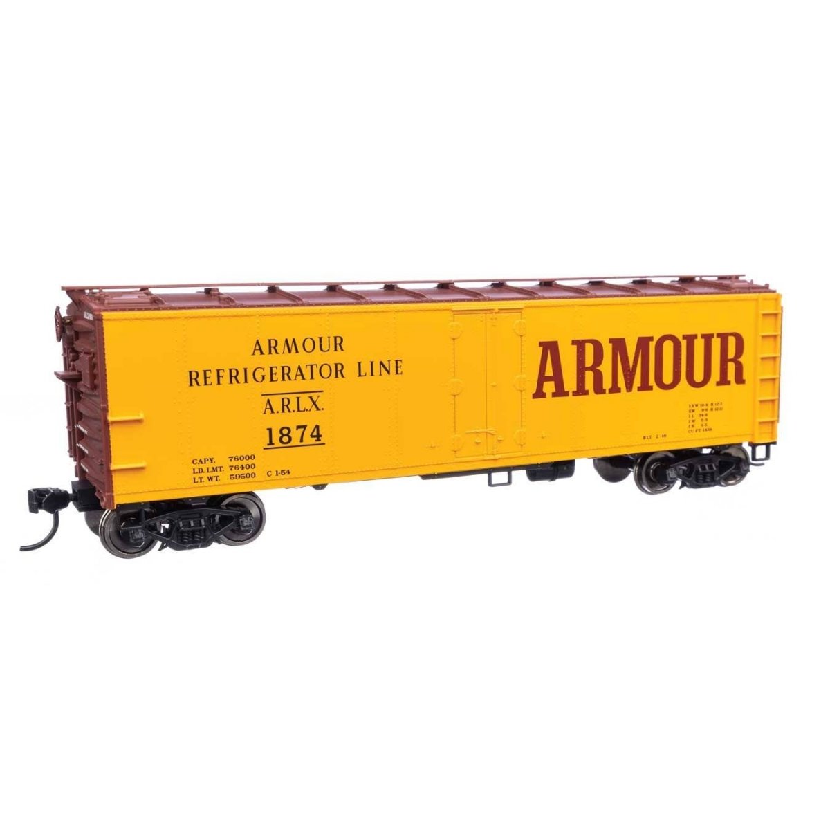 40′ Steel Reefer with Dreadnaught Ends - Ready-to-Run -- Armour Refrigerator Line ARLX 1874, HO, WalthersMainline 41403