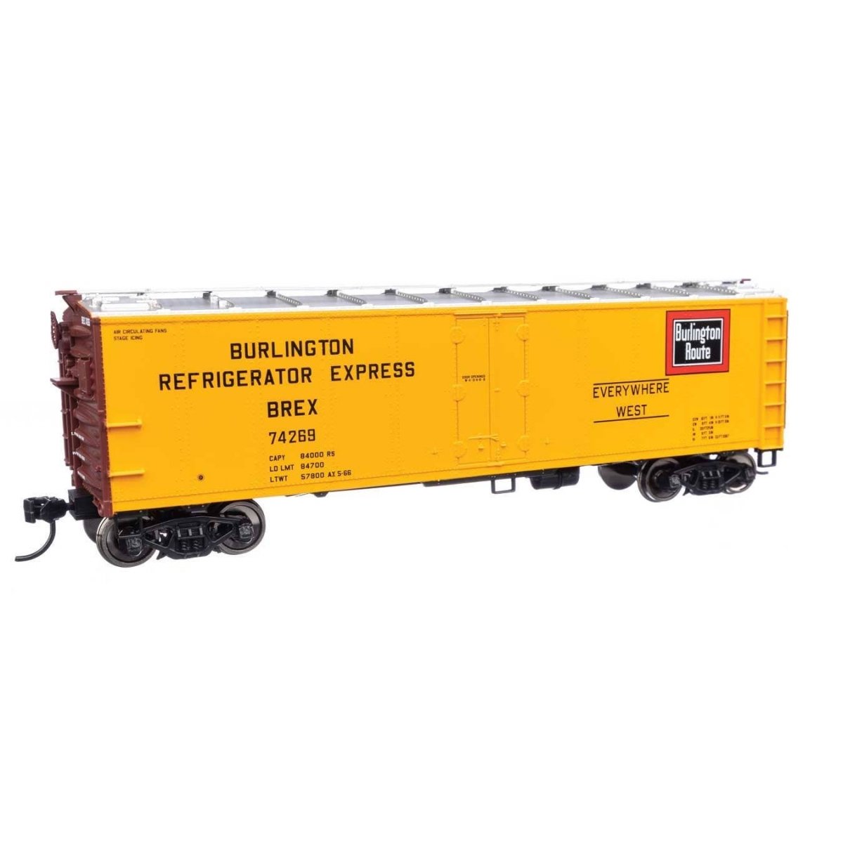 40′ Steel Reefer with Dreadnaught Ends - Ready To Run -- Burlington Refrigerator Express BREX 74269, HO, WalthersMainline 4140