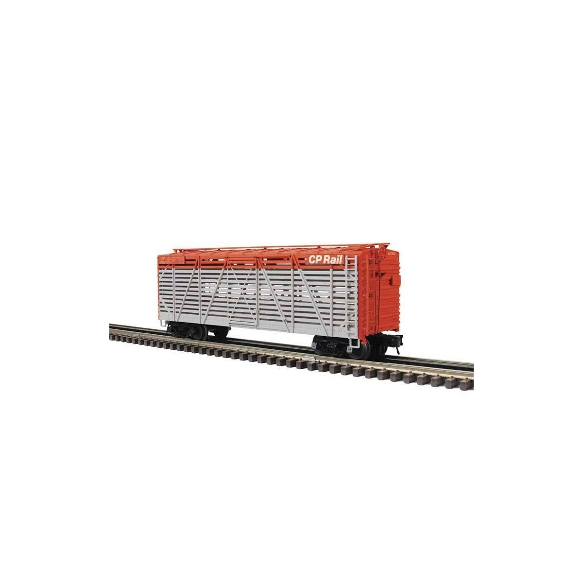 40′ Steel Stock Car - 3-Rail - Ready to Run - Trainman(R) -- Canadian Pacific (gray, red, white), O, Atlas O 2002412