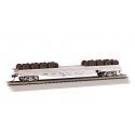 52′ Wheel Flatcar with Load - Ready to Run -- Santa Fe 198234 (MOW silver, black), HO, Bachmann Industries 18937