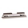 52′ Wheel Flatcar with Load - Ready to Run -- Santa Fe 198234 (MOW silver, black), HO, Bachmann Industries 18937