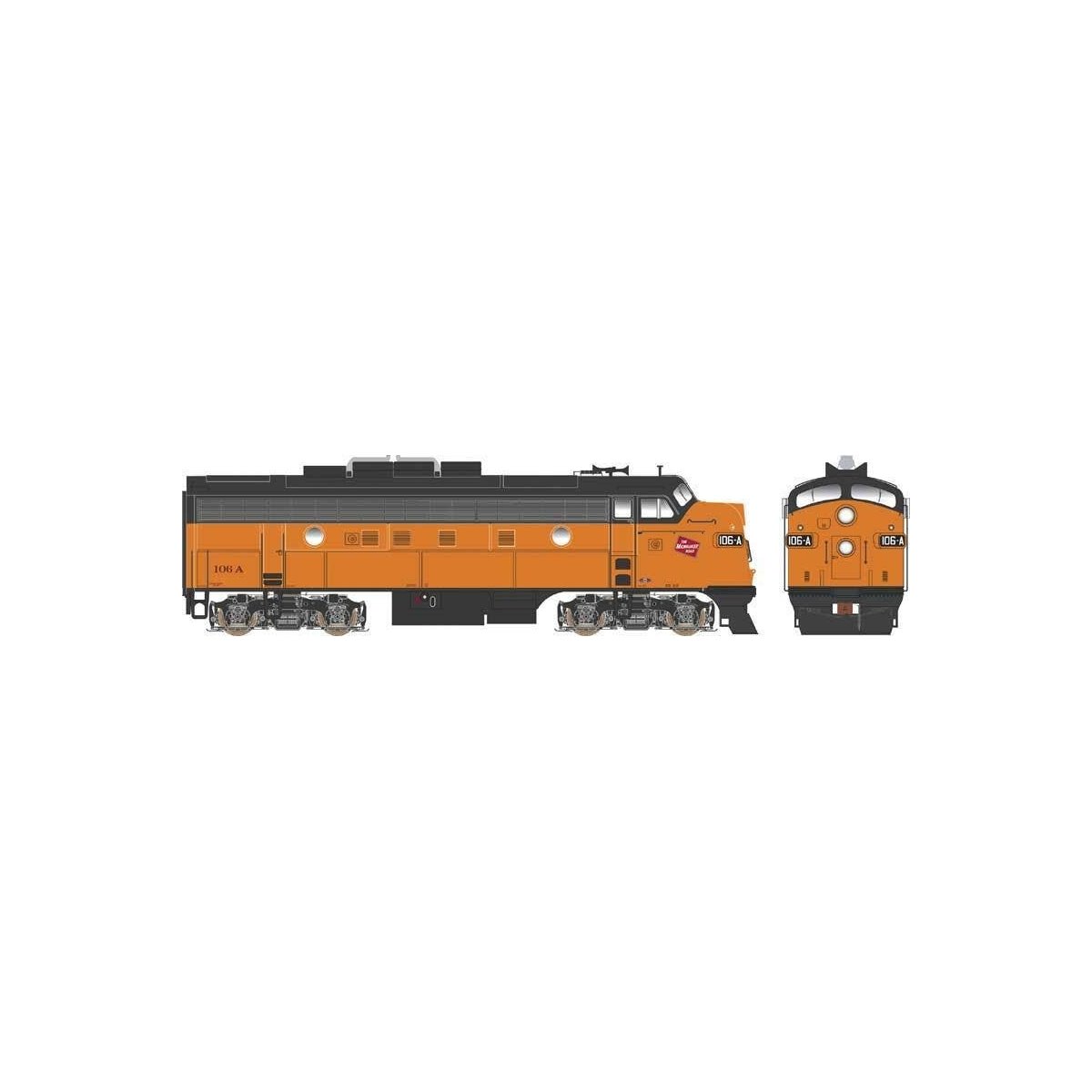 EMD F7A w/LokSound & DCC - Executive Line -- Milwaukee Road 84A (orange, black, TMR Logo), HO, Bowser Manufacturing Co. 24606