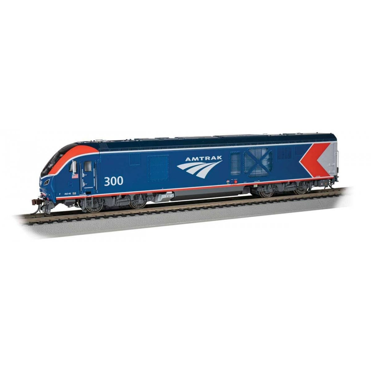 Siemens ALC-42 Charger - WowSound(R) and DCC -- Amtrak 300 (Phase VI 2021 blue, silver, red, black), HO, Bachmann Industries 683