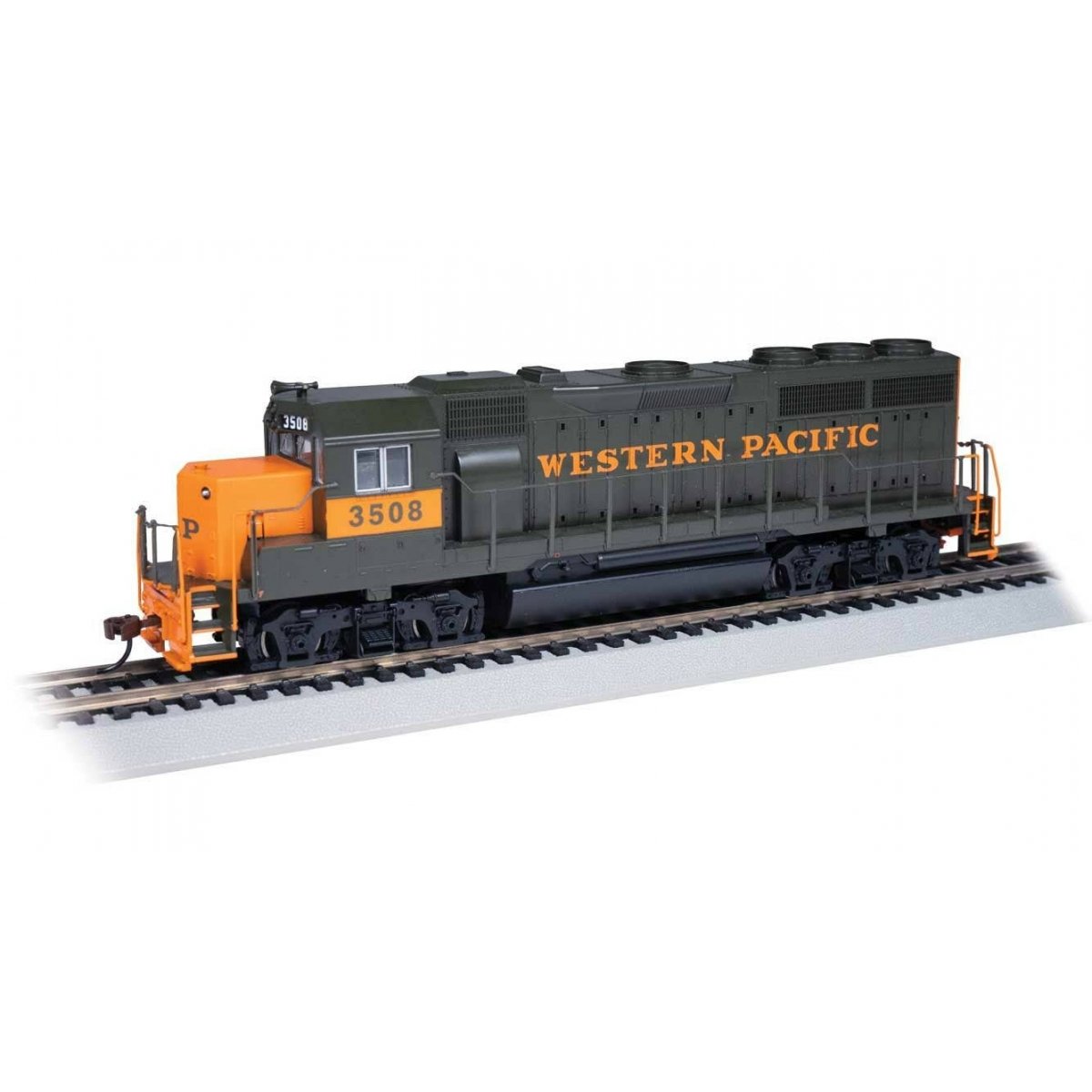 EMD GP40 - Standard DC -- Western Pacific 3508 (Late Scheme, green, orange, orange under window), HO, Bachmann Industries 63541