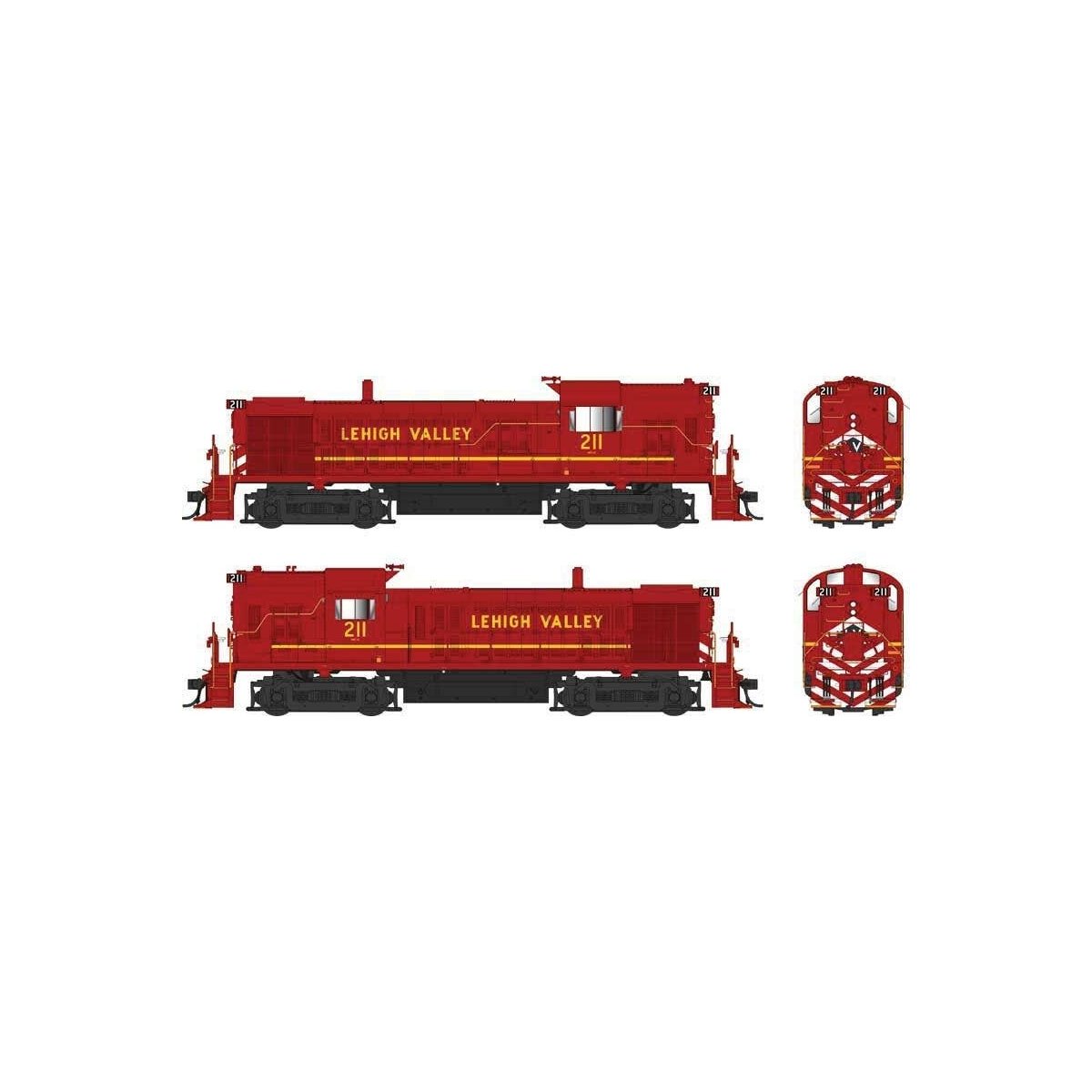 Alco RS3 Hammerhead High Hood - ESU LokSound and DCC -- Lehigh Valley 211 (Late Cornell Red, yellow, white), HO, Bowser Manufact