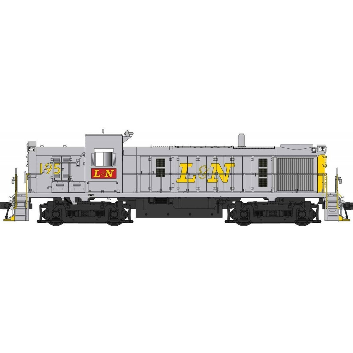Alco RS3 - LokSound & DCC -- Louisville & Nashville 195 (gray, yellow, red), HO, Bowser Manufacturing Co. 25288