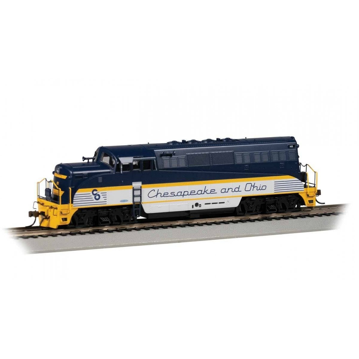 EMD BL2 - DCC -- Chesapeake & Ohio 85 (blue, white, yellow), HO, Bachmann Industries 69201