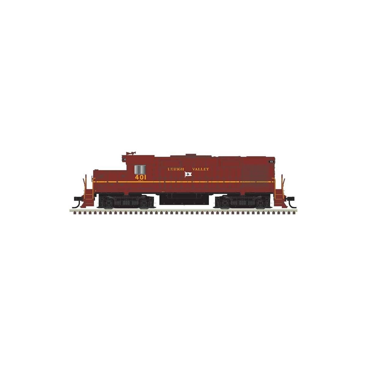 Alco RS36 - Standard DC -- Lehigh Valley 401 (Tuscan, yellow, Diamond Logo), HO, Trainman 10004365